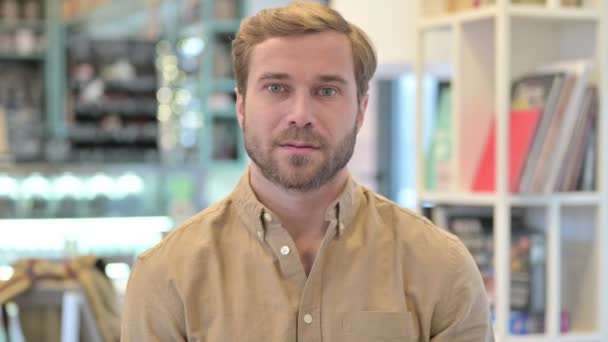 Portrait of Approving Young Man Shaking Head, Yes — Stock Video