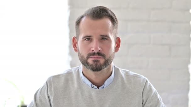 Portrait of Disappointed Young Architect doing Thumbs Down — Stock Video