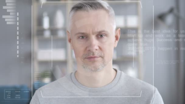 Gesichtserkennungsfehler bei Mann mittleren Alters, Zugang verweigert — Stockvideo
