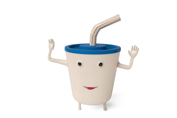 A cartoon drink Cup,3D illustration. — Stock Photo, Image