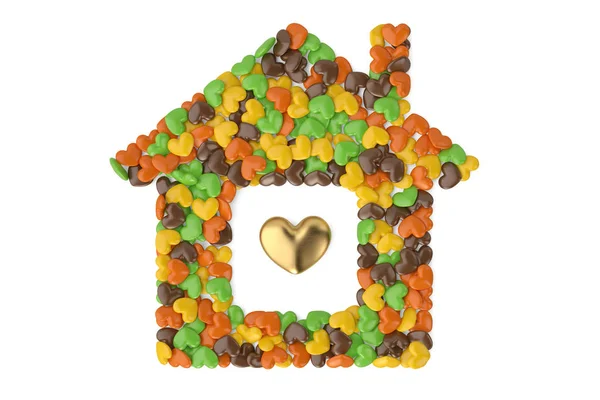 Candy Umieścić Strukturze Dom Złoto Ilustracji Middle — Zdjęcie stockowe