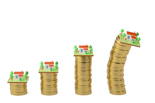 Houses Gold Coins Illustration — Stock Photo, Image