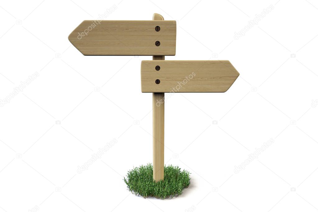 A wooden sign on grass.