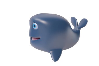 Bir çizgi film 3d balina, 3d render.