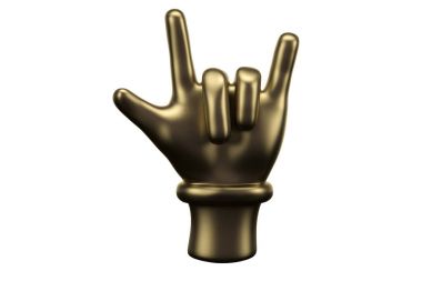 Altın corna, Rock parmak. 3D çizim.
