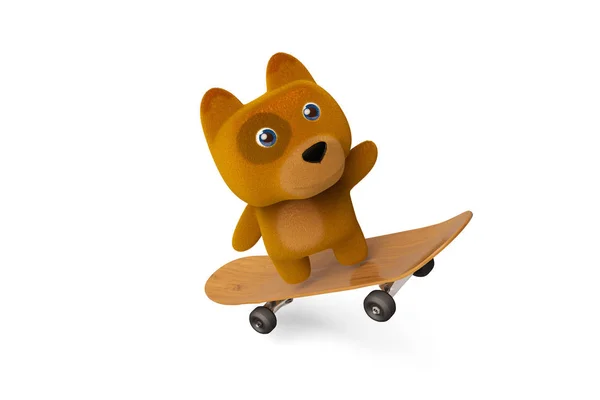 Um cão dos desenhos animados em um skate — Fotografia de Stock