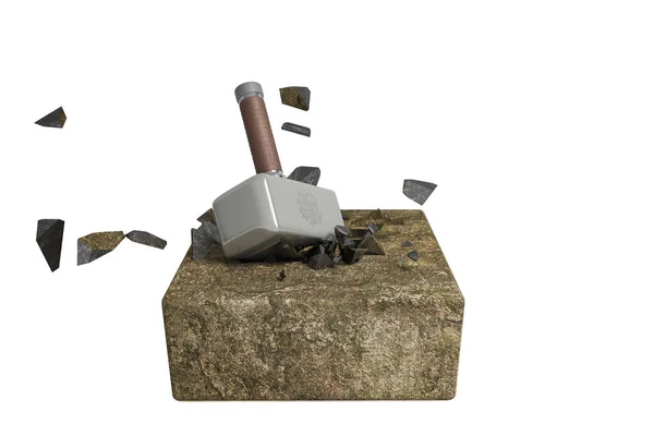 Um martelo soprar pedra — Fotografia de Stock