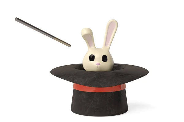 Cartoon rabbit magician,3D illustration. — Stock Photo, Image