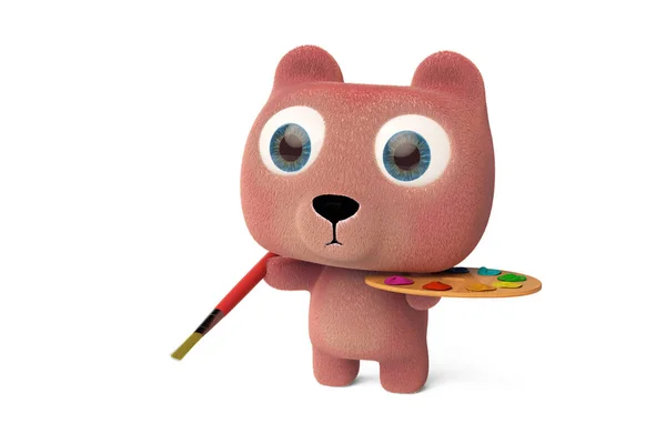 Urso lindo no desenho 3D renderização — Fotografia de Stock