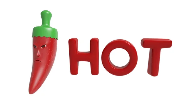 A cartoon chili and hot letter, 3D illustration . — стоковое фото