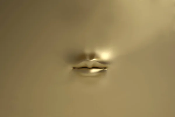 Gouden vrouwelijke lip vliegtuig, 3d illustratie. — Stockfoto