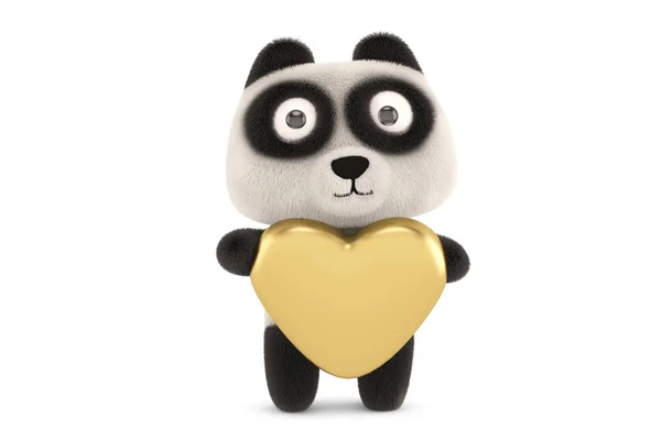 Egy aranyos kis panda, átölelve szív alakú, 3d-leképezés. — Stock Fotó