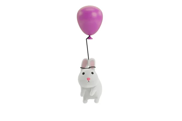 Balon związany bunny uszy, ilustracja 3d. — Zdjęcie stockowe