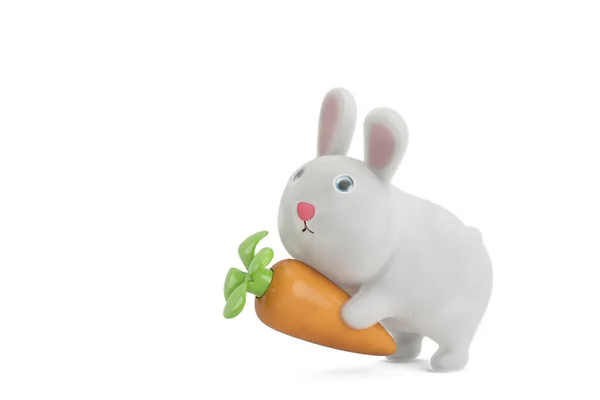 Seekor kelinci dengan wortel, ilustrasi 3D . — Stok Foto