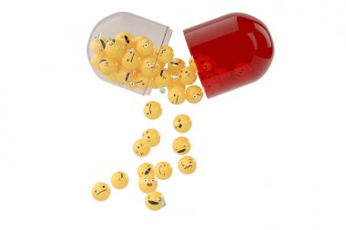 Eğlenceli emoji ve capsule.3d illüstrasyon.