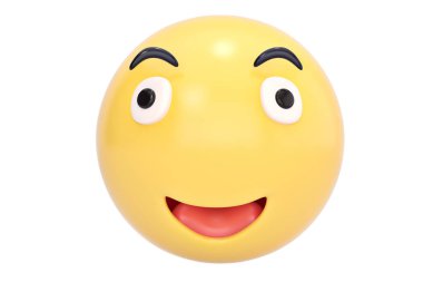Kocaman bir gülümseme emoticon.3d illüstrasyon.