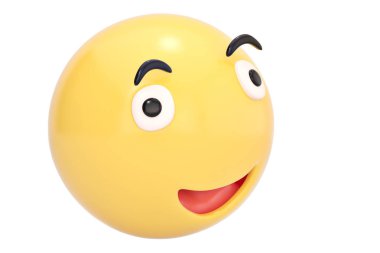 Kocaman bir gülümseme emoticon.3d illüstrasyon.