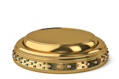 Yüksek kaliteli altın platform üzerinde beyaz background.3d illus izole