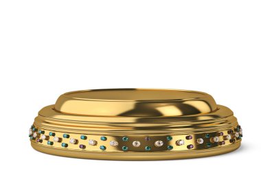 Yüksek kaliteli altın platform üzerinde beyaz background.3d illus izole