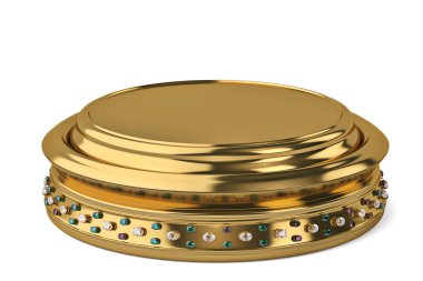 Yüksek kaliteli altın platform üzerinde beyaz background.3d illus izole