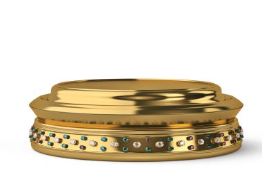 Yüksek kaliteli altın platform üzerinde beyaz background.3d illus izole