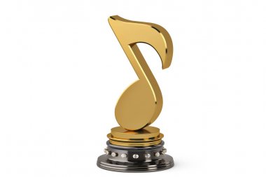 The gold music notes trophy,3D illustration. clipart
