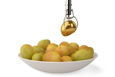 Oyuncak vinç makineleri altın mango.3d illüstrasyon klip.