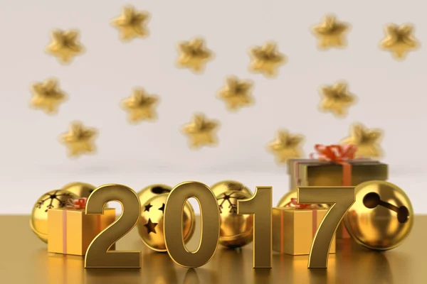 2017 New Year's background.3d afbeelding. — Stockfoto