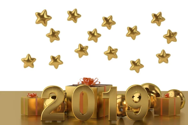 2019 New Year's background.3d afbeelding. — Stockfoto