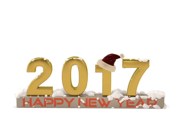 Happy New Year 2017 with Christmas hats.3D illustration. — Stock Photo, Image