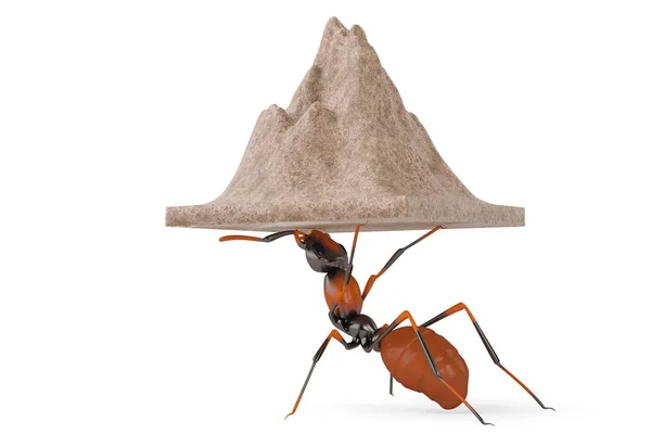 Semut memindahkan gambar mountain.3D . — Stok Foto