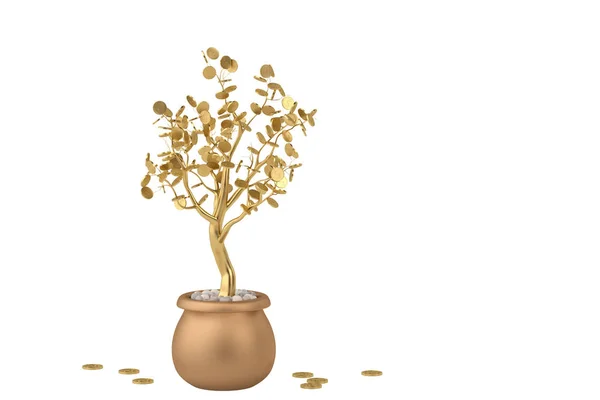 Goldmünzen Baum. 3d Illustration. — Stockfoto