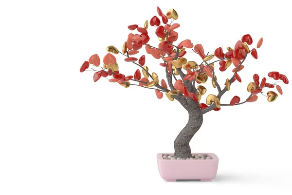 Дерево сердец в pot.3D иллюстрации . — стоковое фото