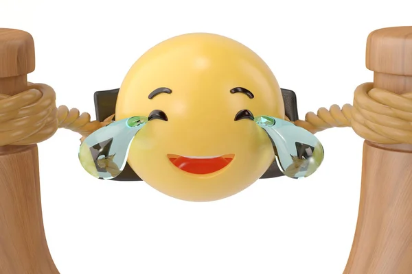 Emoji divertido e slingshot.3D ilustração . — Fotografia de Stock