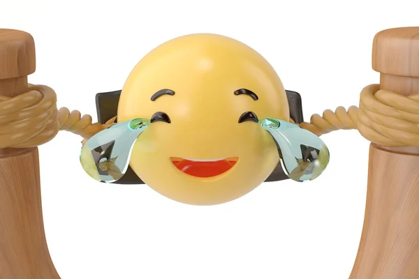 Szórakoztató emoji és slingshot.3d illusztráció. — Stock Fotó