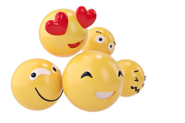 Emojis εικόνες με εκφράσεις προσώπου κοινωνικών μέσων μαζικής ενημέρωσης έννοια μόνωσ — Φωτογραφία Αρχείου