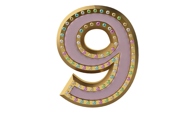 Luxus-goldenes Alphabet mit Diamanten auf weißem Hintergrund — Stockfoto
