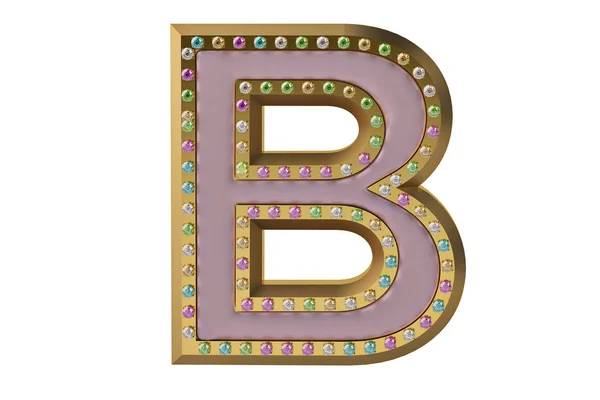 Luxury golden alphabet with diamonds isolated on white backgroun — Stock Photo, Image