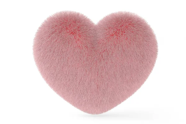 Pink fur heart.3D illustration. — Stock Photo, Image