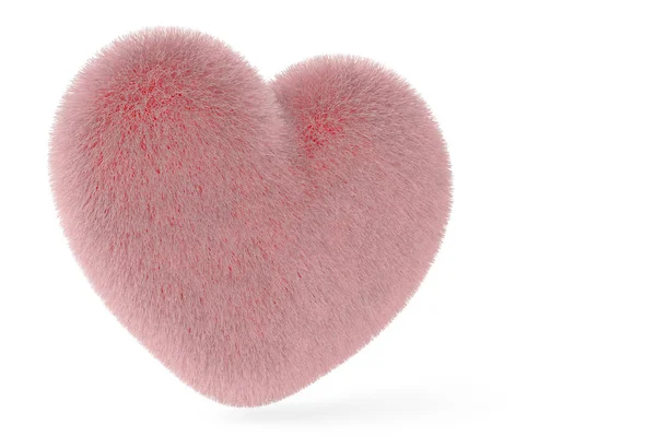 Pink fur heart.3D illustration. — Stock Photo, Image