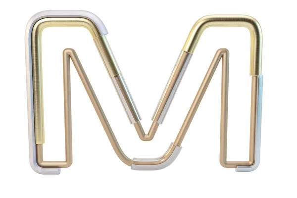 Beyaz arka plan üzerinde 3d illustratio izole metal boru alfabesi — Stok fotoğraf