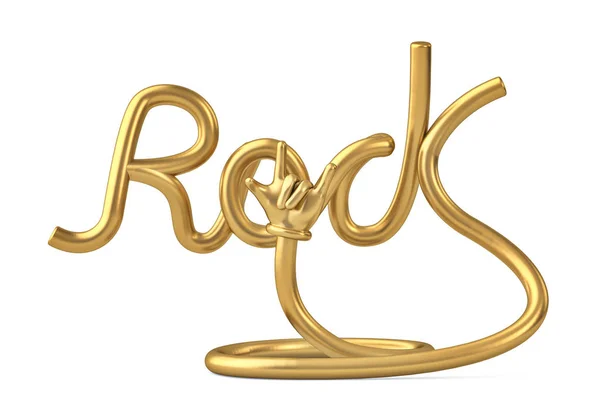 Tube shape rock alphabet with gold hand.3D illustration. — Stock Photo, Image