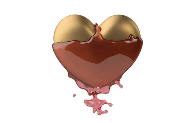Líquido rojo envuelto en corazón rojo. Ilustración 3D . — Foto de Stock
