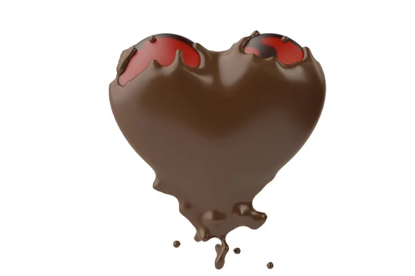 Cocoa liquid wrapped in red heart.3D illustration. — Stock Photo, Image