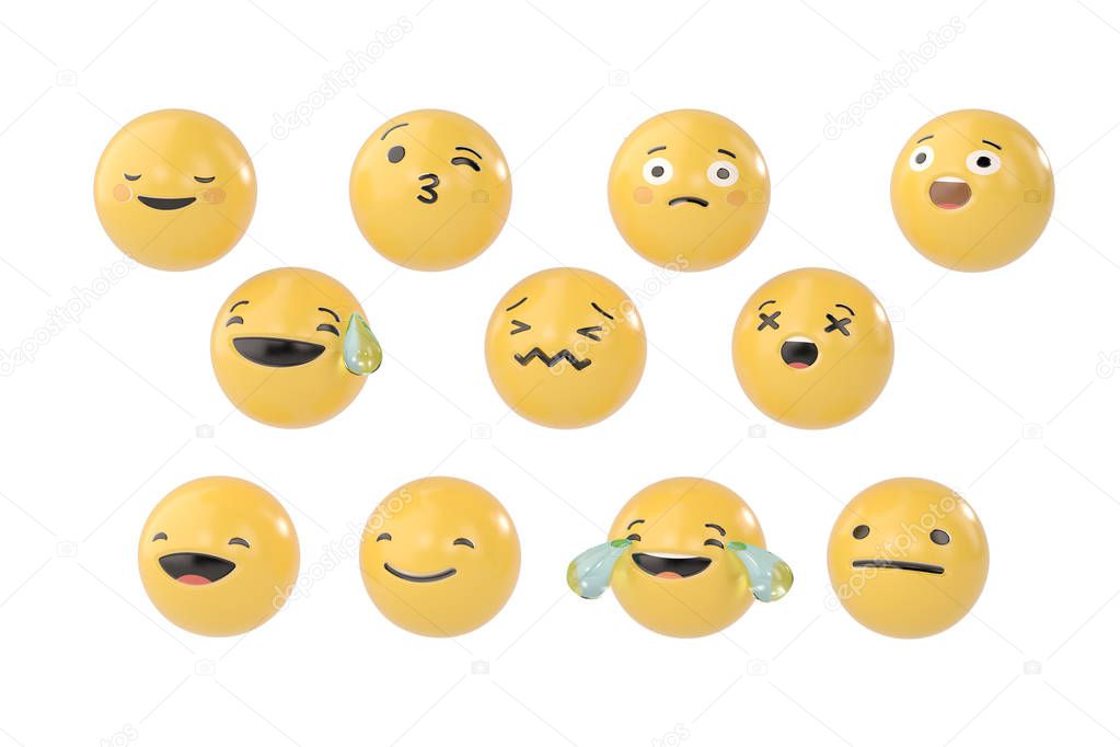 A set of emoji.3D illustration.