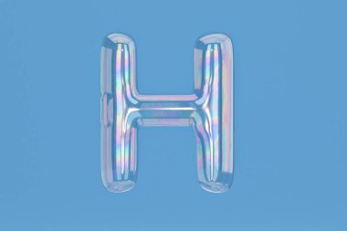 Kabarcık alfabesine H mavi arka plan dahil path.3d illustratio