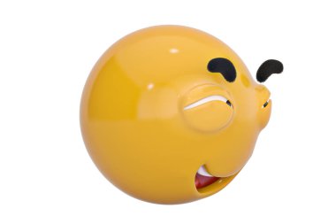 Smirking yüz emoticon.3d illüstrasyon.