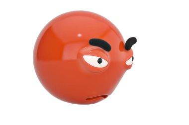Yüz emoticon.3d illüstrasyon somurtarak.