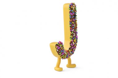 Beyaz arka plan, 3d illustr bir karikatür çörek Alfabe harf j