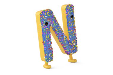 Bir çizgi film çörek Alfabe harf n beyaz arka planda, 3d illustr